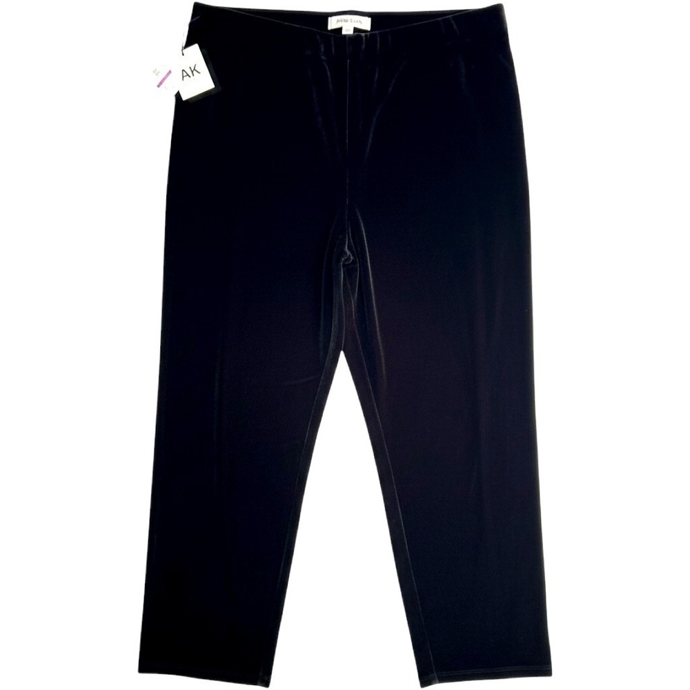 Anne Klein Velvet Pants Womens PXXL Wide Leg Pull On Black Velour Trouser NWT
